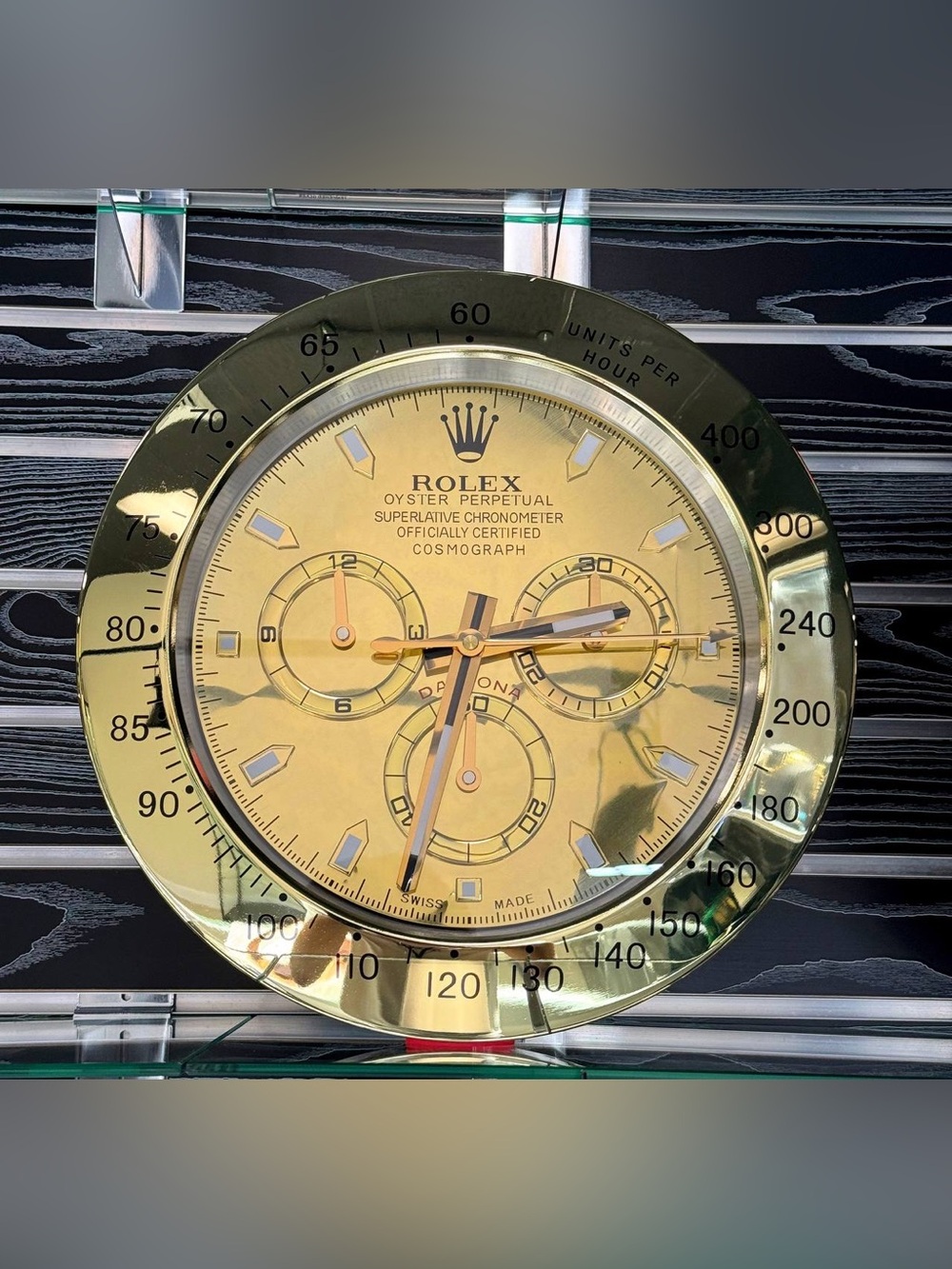 DAYTONA Cosmograph Wall Clock | Yellow Gold Bezel Insert | Yellow Gold Dial Face
